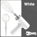 Electric Egg Beater Coffee Frother Milk Whisk MINI Food Blender Egg White Whipped USB Rechargeable Three Speeds Whisk Tools Qme white