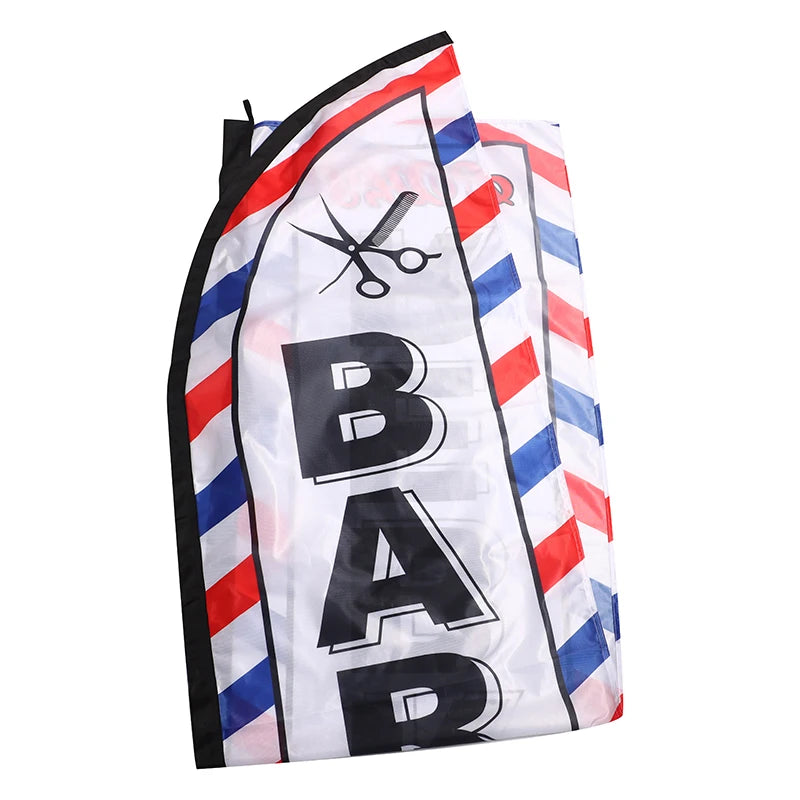 Barber Shop Feather Flag Single-side Banner Black Sleeve Decorative Qme