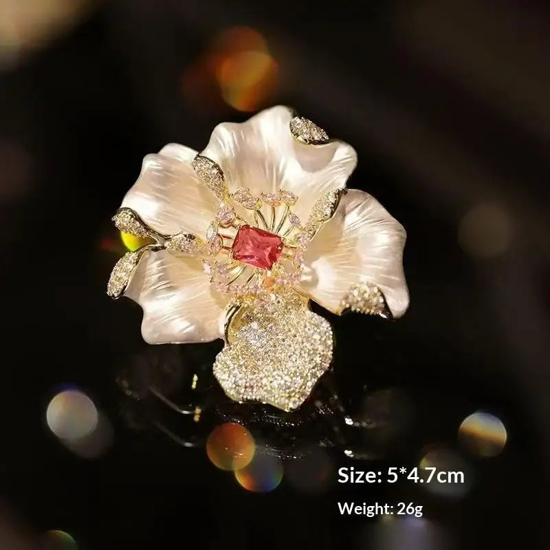 European And American Fashion Retro Alloy Flower Set With Pearl Brooch Chest Flower Qme