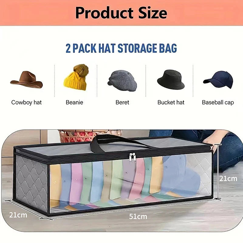Hat Case Carrying Handles Dual Zipperdurable Baseball Organizer Qme