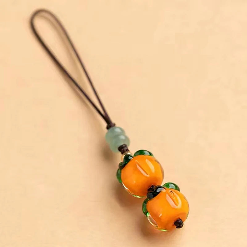 Cute Kawaii Persimmon Vintage Chinese Key Pendant Phone Charms Strap Qme A1