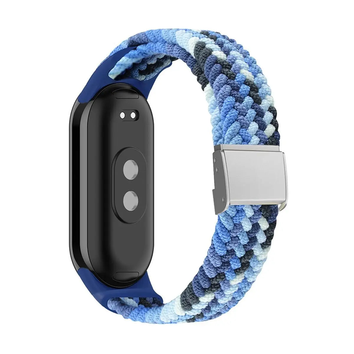 Adjustable Braided Nylon Elastic Wristband for Xiaomi Mi Band 8 Fitness Tracker Stainless Steel Buckle Replacement Strap Qme Colorful Blue for Mi Band 8