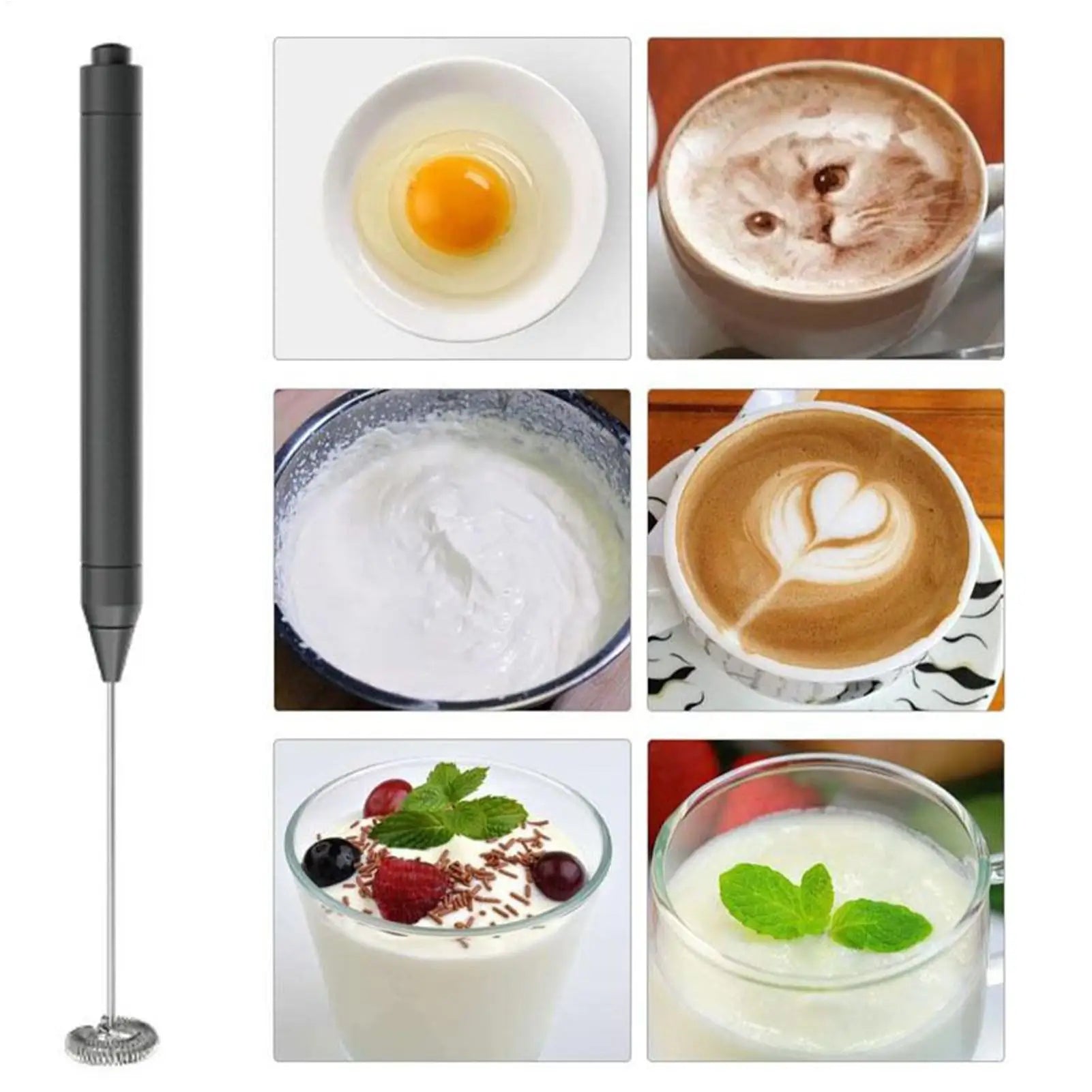 Milk Frother Handheld Electric Foam Maker Portable Multi-purpose Qme