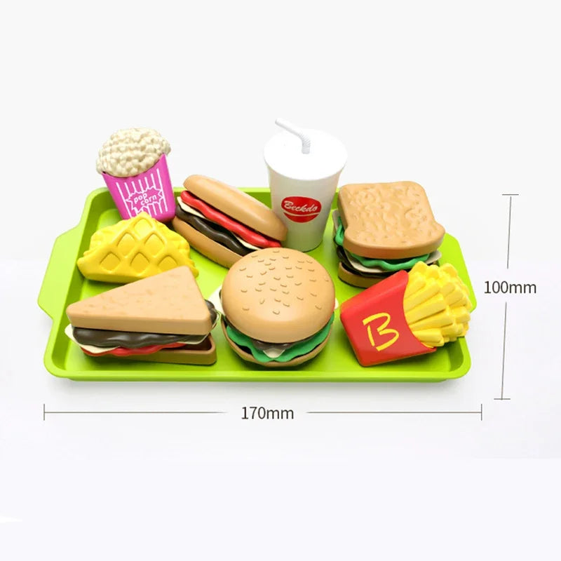 Kids Mini Kitchen Toy Detachable Snack Hamburger Cookie Miniature Accessories Plastic Pretend Toy Play House Food Sets Gift Boys Qme