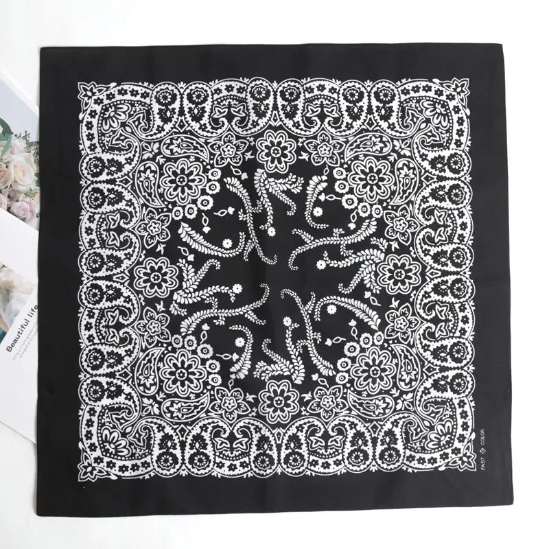 Hip Hop 100 Cotton Bandana Square Scarf Black Paisley Riding Headband Qme Beige One Size