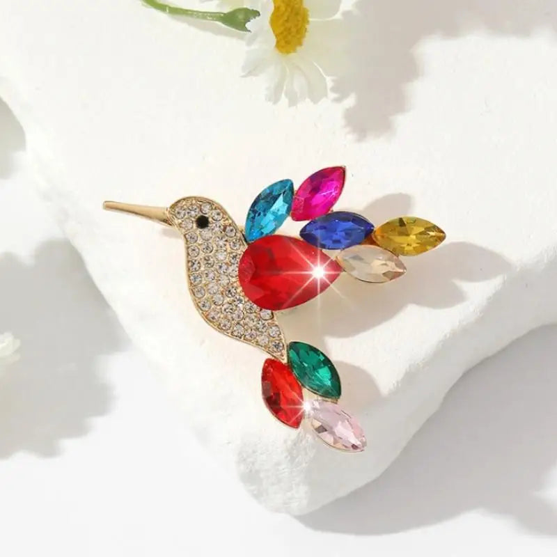 Rhinestone Bird Brooch for Women Sparkling Crystal Pin Fashion Jewelry for Coat Party Banquet Accessory Qme A6