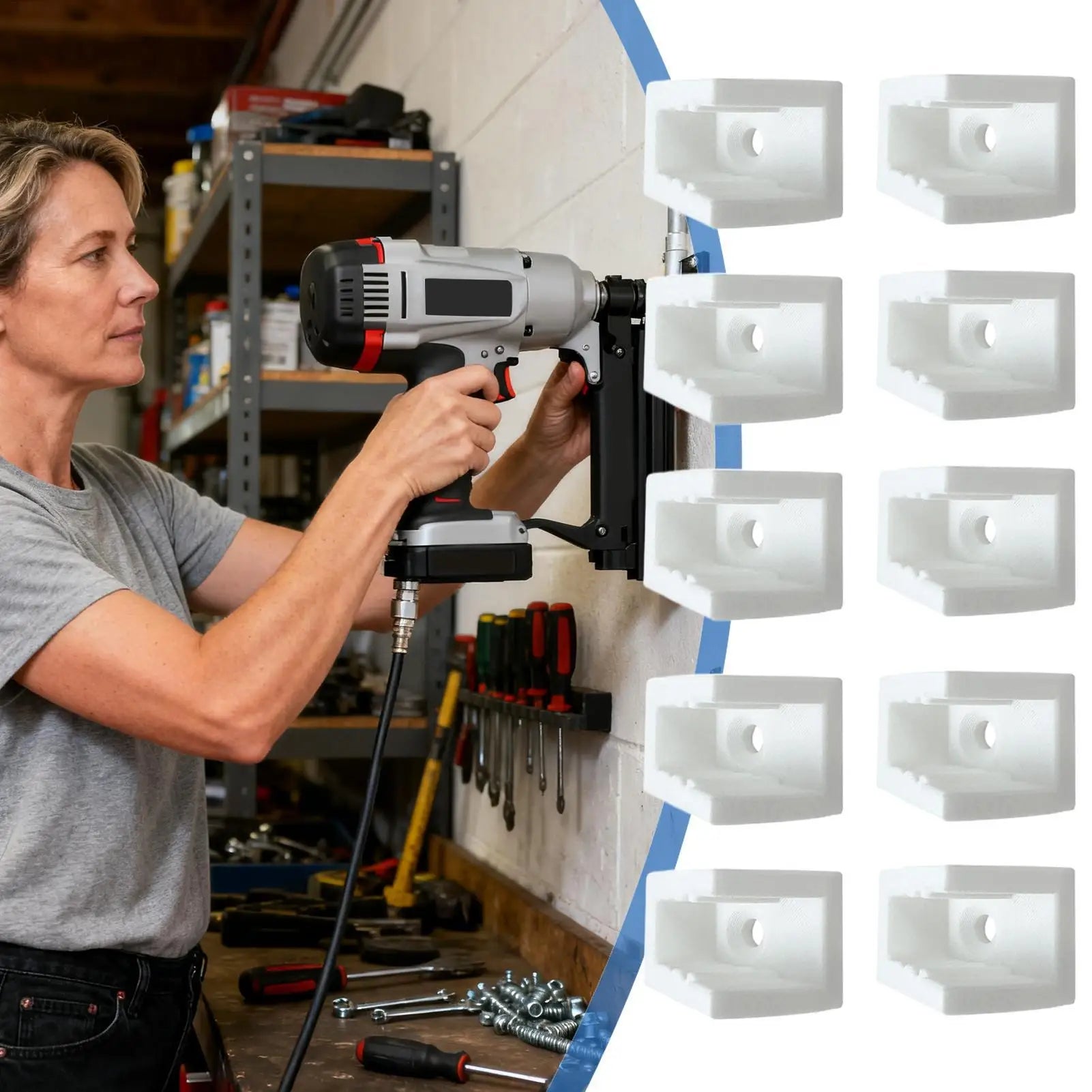 Air Tool Rack 10pcs Space-Saving Hanger Air Tool Storage Holder for Garage Workshop Auto Repair Car Wash Maintenance Area Qme