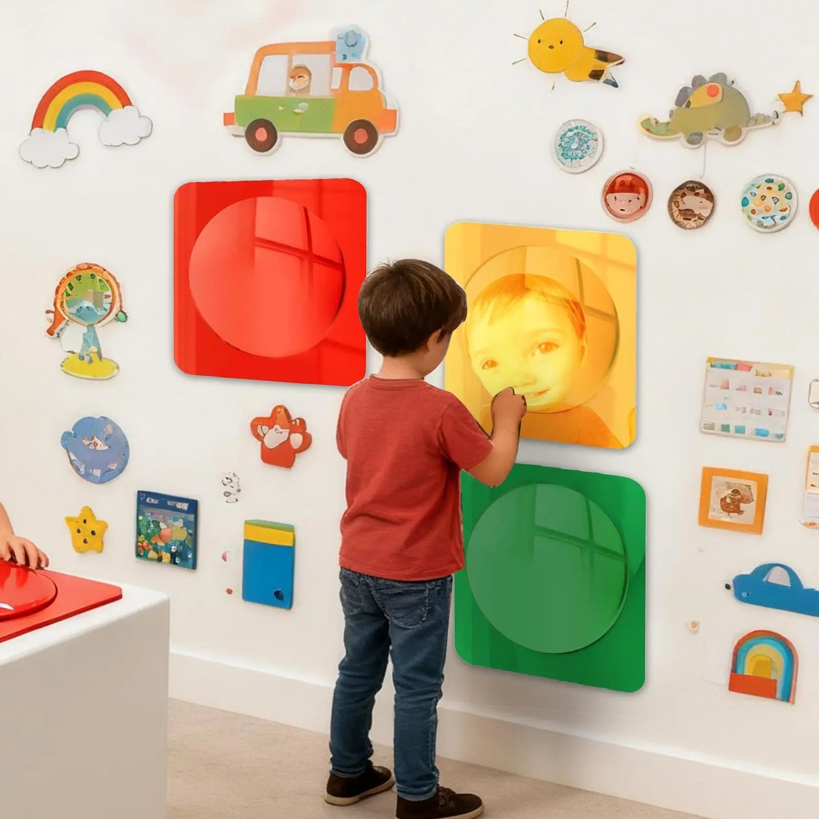 Kids Sensory Mirror 3-Piece Interactive Home Decor Toddler Acrylic Qme