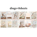 Life Archive Healing Scene Stickers, 4 Bags Set, Cozy Home Illustrations, Relaxing DIY Crafts for Journal Lovers Qme 4bags