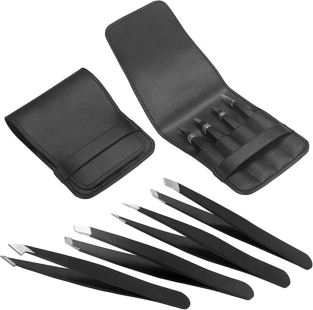Tweezers Professional Makeup Tools Stainless Steel Eyebrows Facial Qme 4pcs with bag