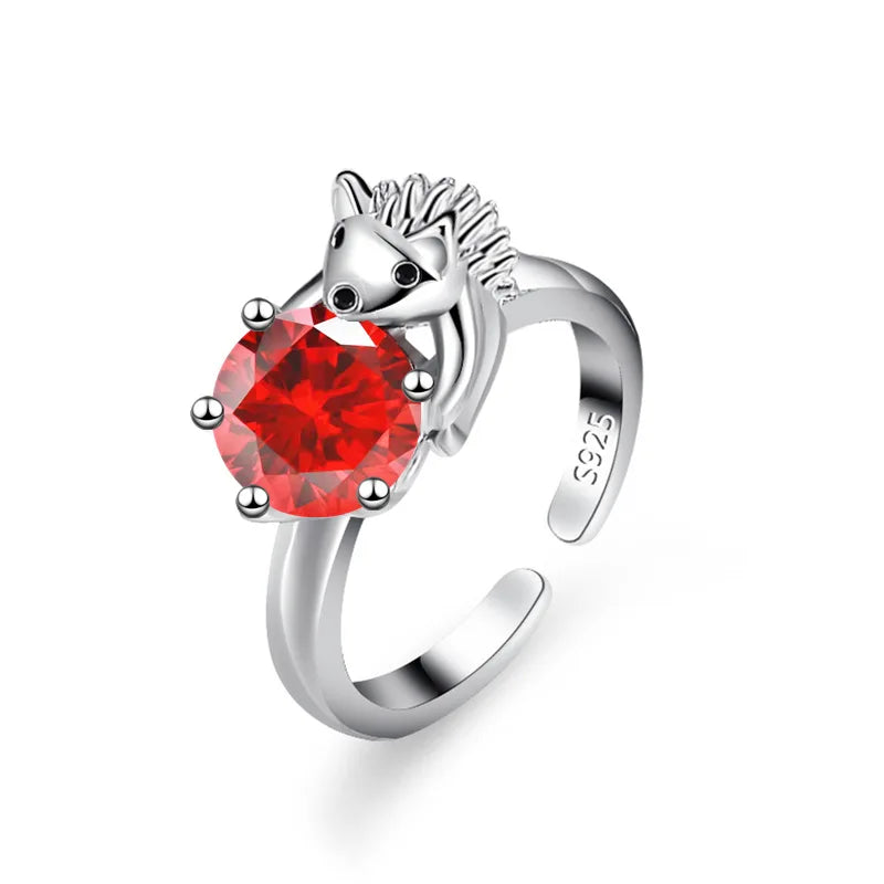 Fashion Hedgehog Multicolor Zircon Adjustable Sterling Cool Ring Fashion Women's Cocktail Party Jewelry Gifts Qme Red resizable