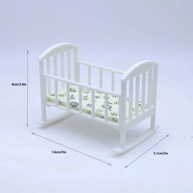 1 12 Dollhouse Mini Cradle Baby Bed Rocking Model Simulation Qme A2