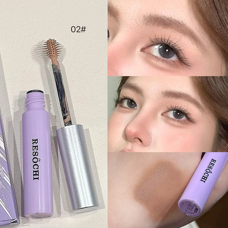 Low-saturation Purple Brown Eyebrow Tint Mascara Non-Smudge Natural 3D Waterproof Quick-Drying Eyebrow Dyeing Cream Cosmetics Qme 02 Warm Brown 3g