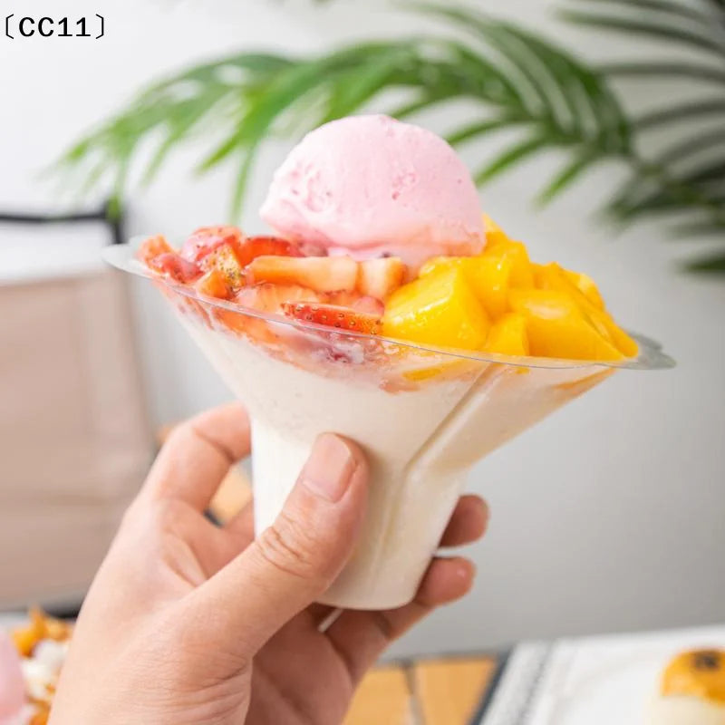 Transparent Shaved Ice Cups Flower Shaped Snow Cone Small Leak Proof Qme