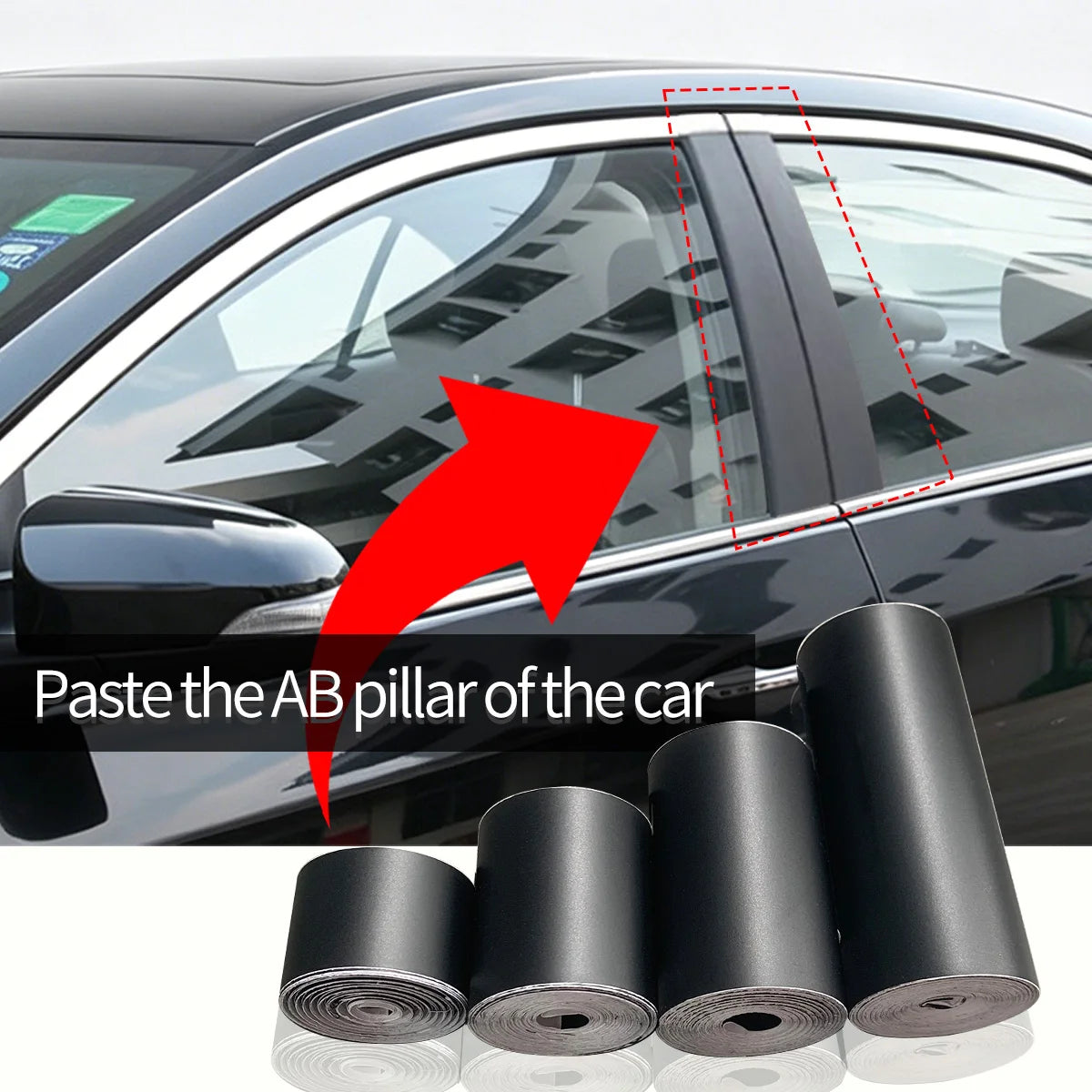 3/5/7/10 cm Matte Black Vinyl Stripe Adhesive Film Car Stickers For Car Interior Door Pillar Hood Roof Qme