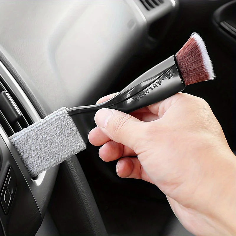 Effortlessly Clean Your Car's Interior with this Soft Brush Air Conditioner Cleaning Tool! Qme Black
