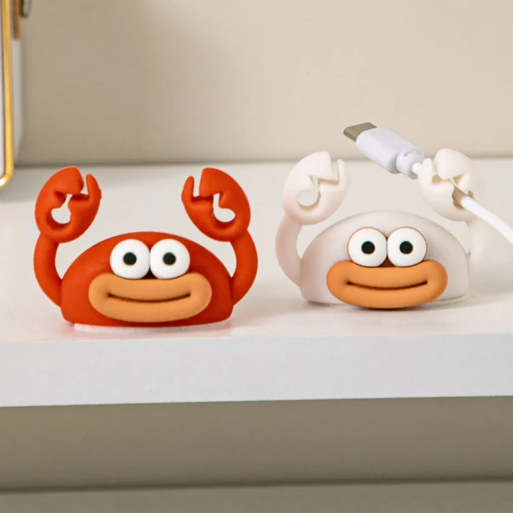 Cartoon Crab Cable Holder Self-Adhesive Fixing USB Cable Management ClipHome Office Desk Decoration Silicone Cable Organizer Qme