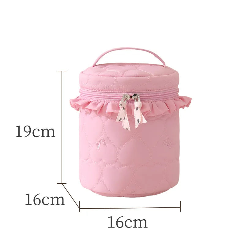 A New Bow Pattern Women Makeup Bag Toiletries Cosmetic Organizer Zipper Bag Travel Wash Pouch Cosmetic Bag Female Make Up Bags Qme rose red