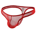 Male Thin Hollow Out Sexy Transparent Briefs Mesh Breathable Underwear Perspective Underpants Slips Homme Erotic Panties Qme Red L