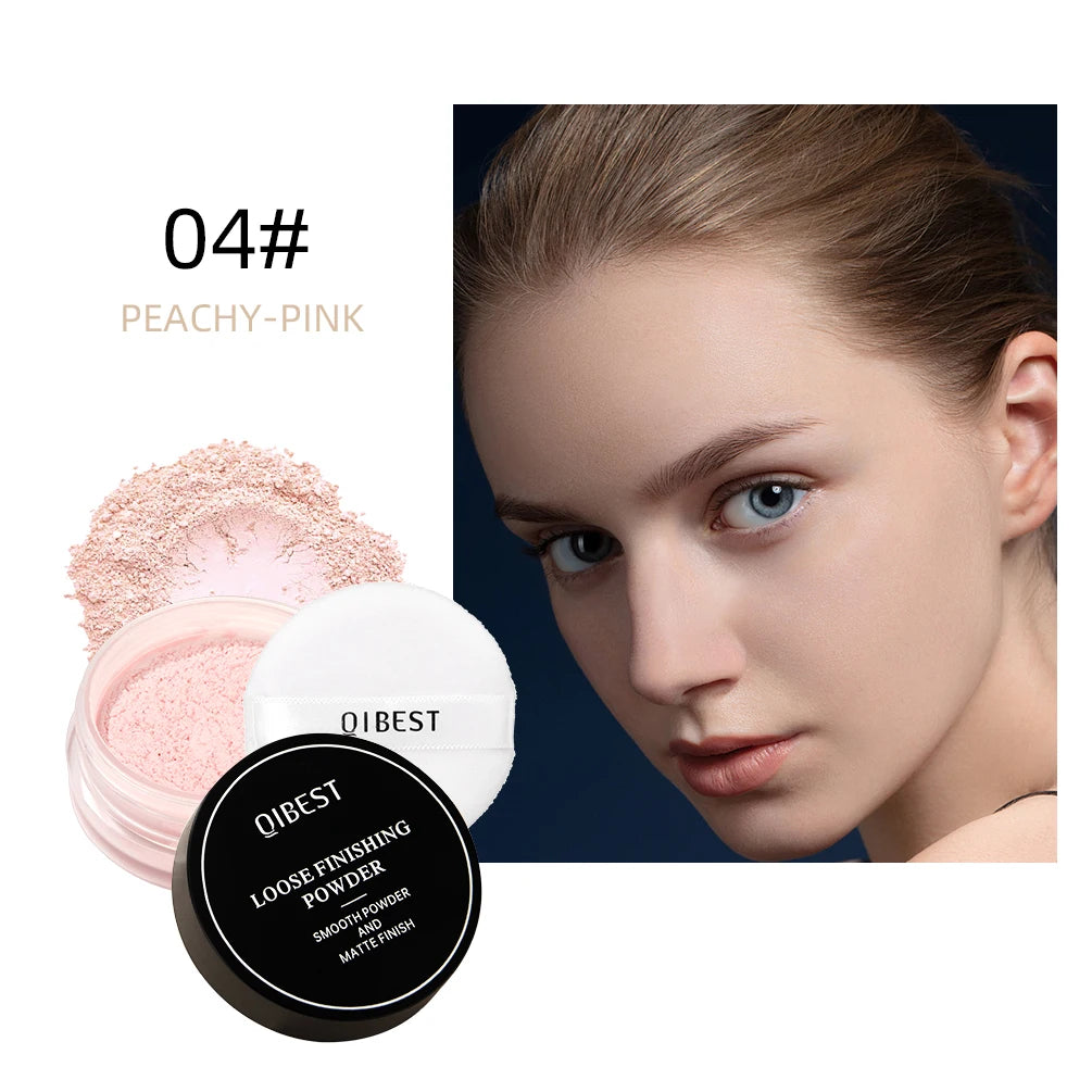 QIBEST Face Loose Powder Translucent Matte Setting Powder Oil-Control Reduce Pores Fine Line Long-Lasting Waterproof Face Makeup Qme 04