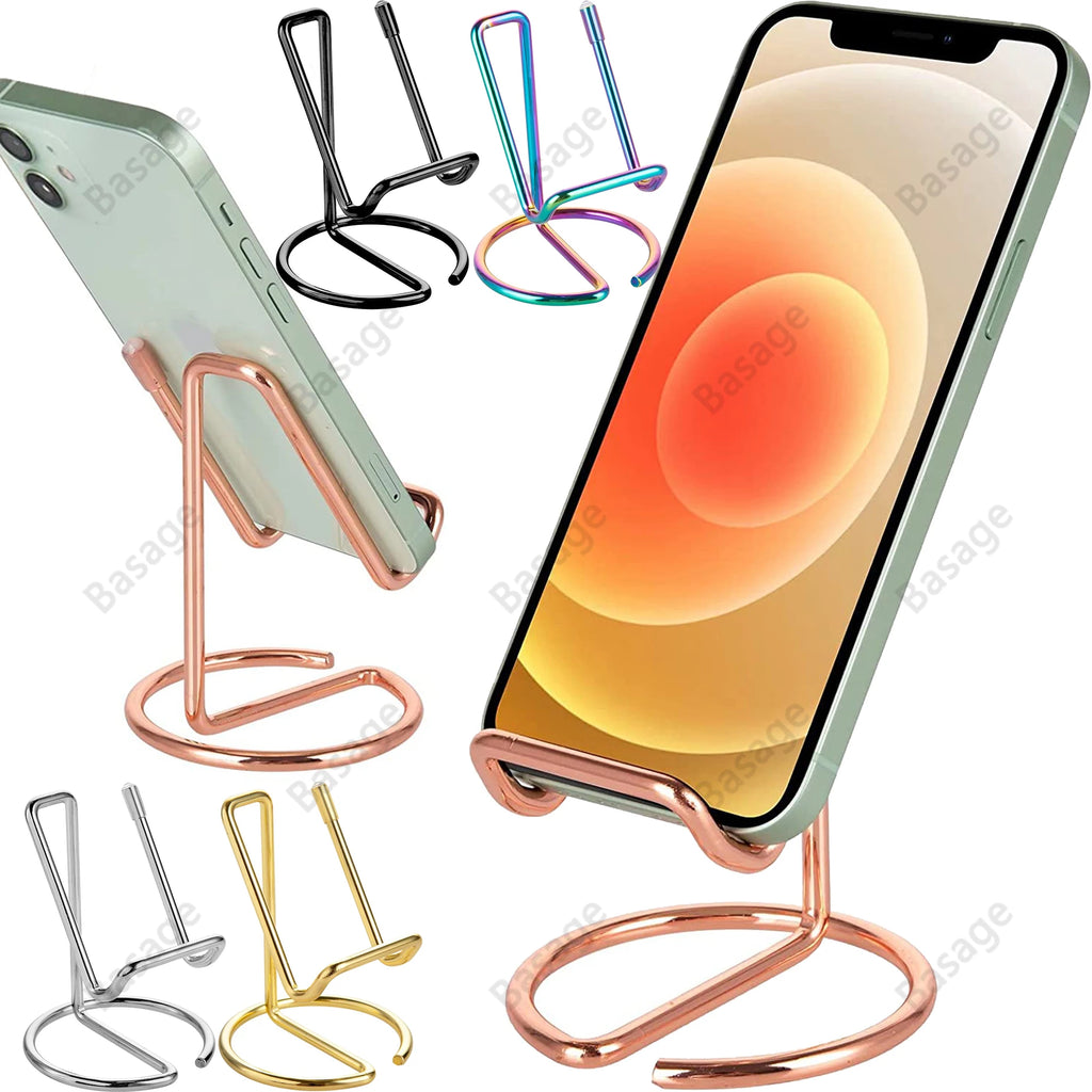 Cell Phone Stand for Desk, Business Card Holder,Cute Metal Cell Phone Stand, Metal Wire Cellphone Cradle Dock for Phone Tablet Qme
