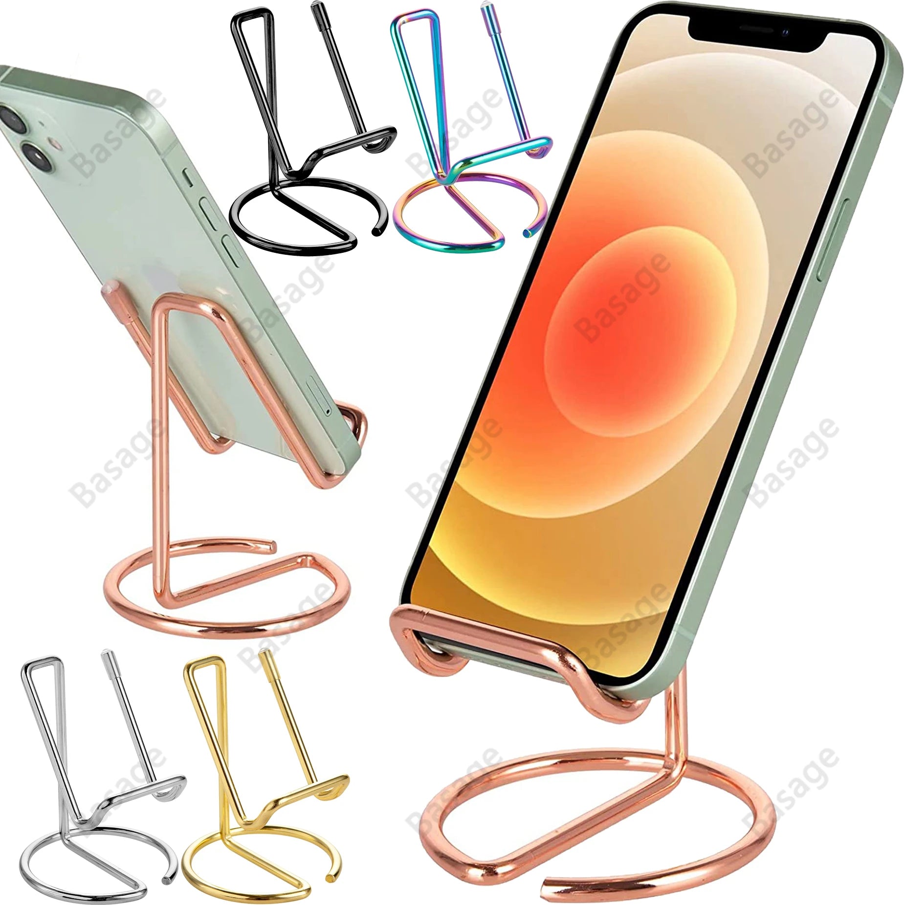 Cell Phone Stand for Desk, Business Card Holder,Cute Metal Cell Phone Stand, Metal Wire Cellphone Cradle Dock for Phone Tablet Qme