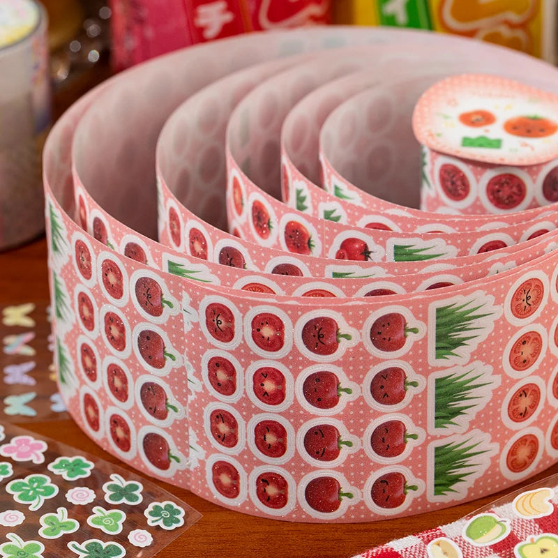 60mm*2m Cartoon food patterns Japanese Stationery stikcers PET Tape For Scrapbooking Planner Journaling Supplies Masking Tape Qme