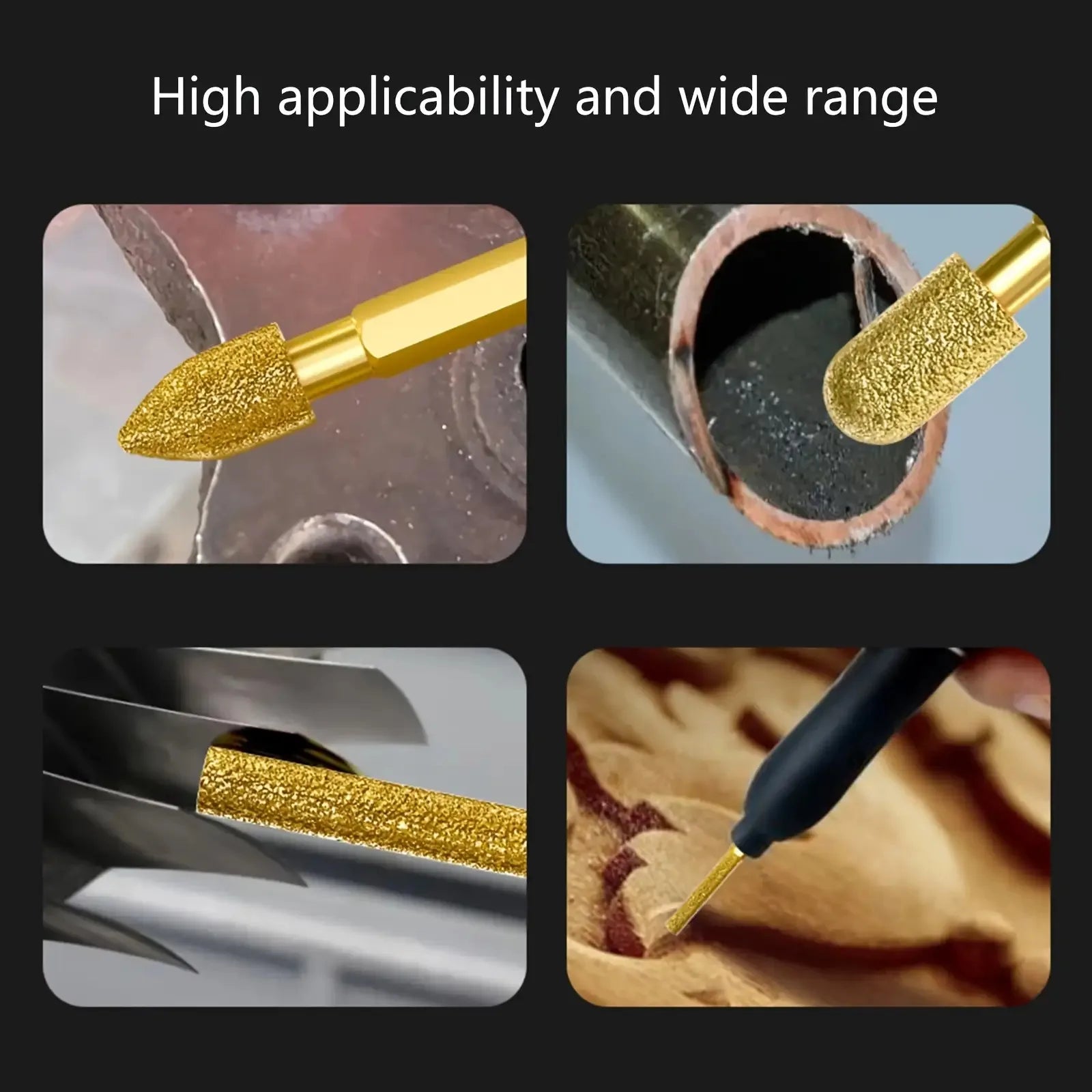 7pcs Hex Shank Diamond Grinding Head Set Rotary File Alloy Polishing Burr for Electric Drill, Multi-Shape Grinding Bits Qme