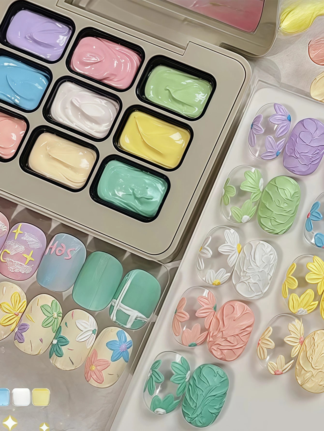 9 12Colors Macaron Gypsum Painting Nail Polish Patting Smudge Canned Qme 01
