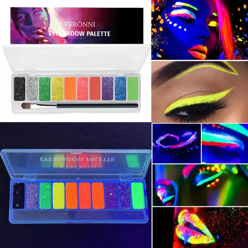 10-Color Fluorescent Body Paint Glow Dark Non-toxic Oily Formulation Qme