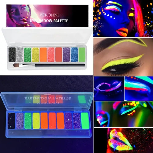 10-Color Fluorescent Body Paint Glow Dark Non-toxic Oily Formulation Qme