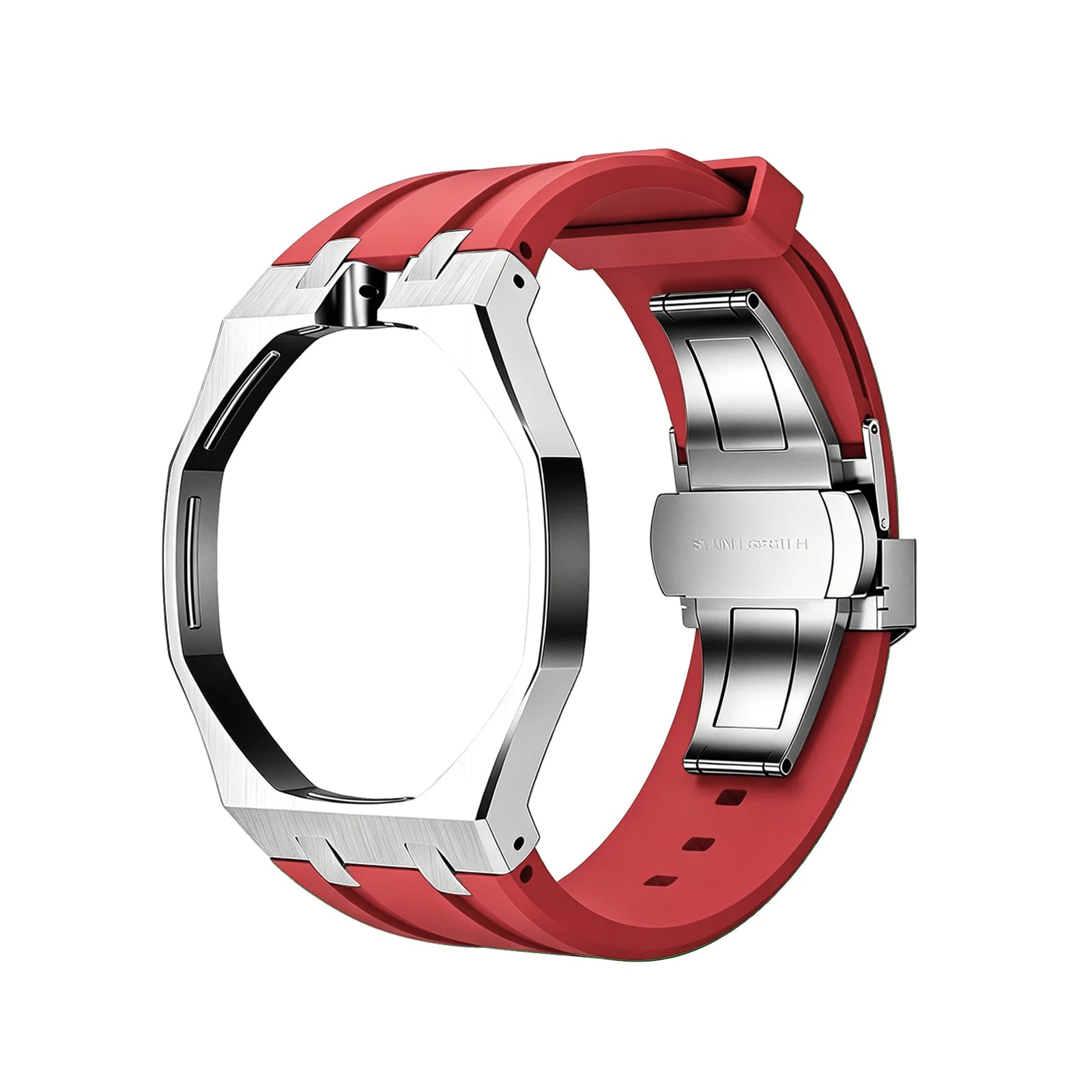 For Swatch X Royal Pop Silicone Sport Replacement Band Quick Release Scratch Proof Strap Set for Sport Activities Daily Commute Qme Silver Red 12