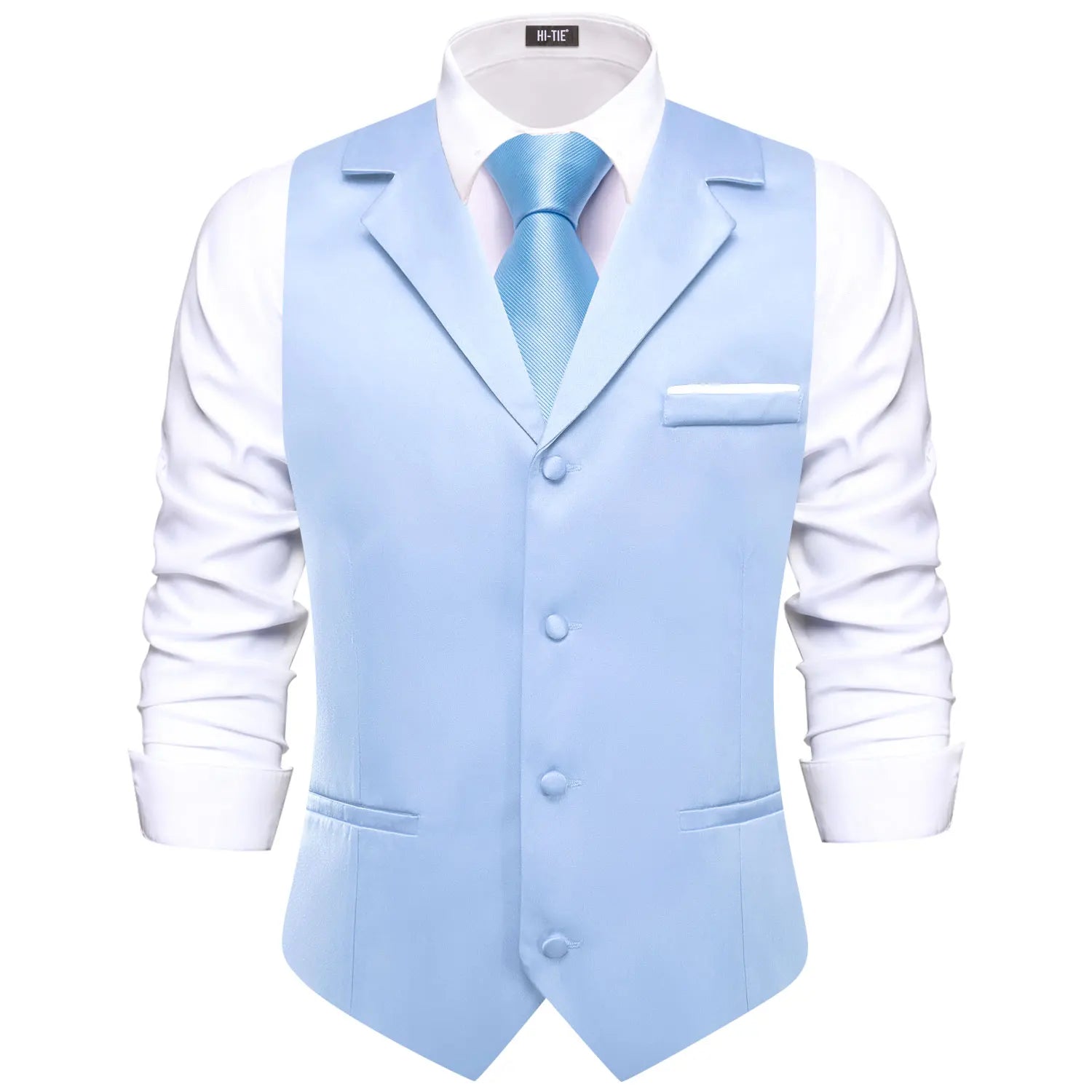 Hi-tie Champagne Solid V-neck Men Vest Tie Jacquard Tuxedo Dress Qme