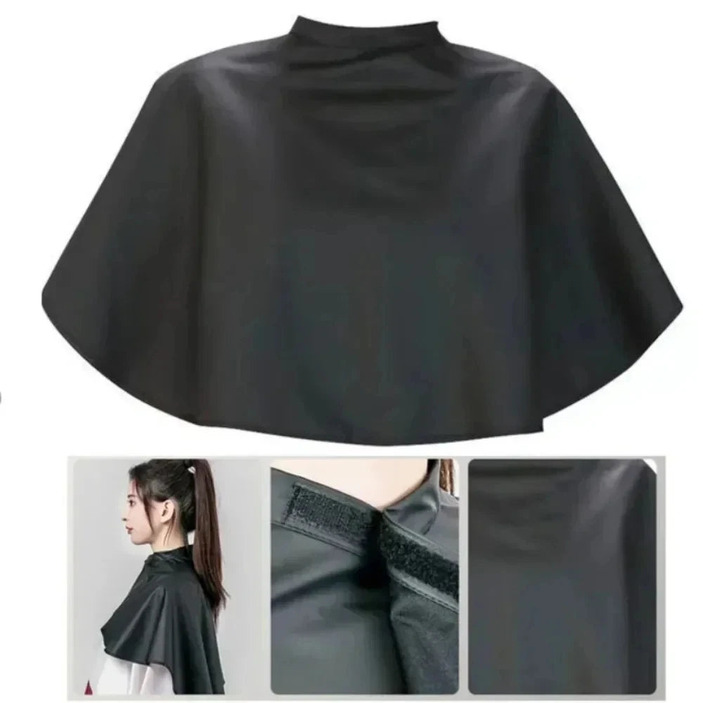 Black Short Square Waterproof Hairdressing Cape – Professional Salon Barber Hair Cutting Wrap & Dyeing Tool Qme