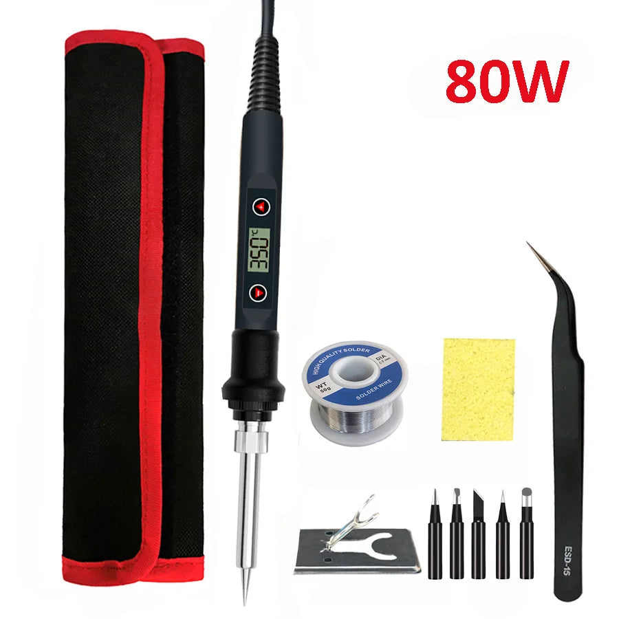 80W Electric Digital Soldering Iron Station 220V 110V Temperature Qme