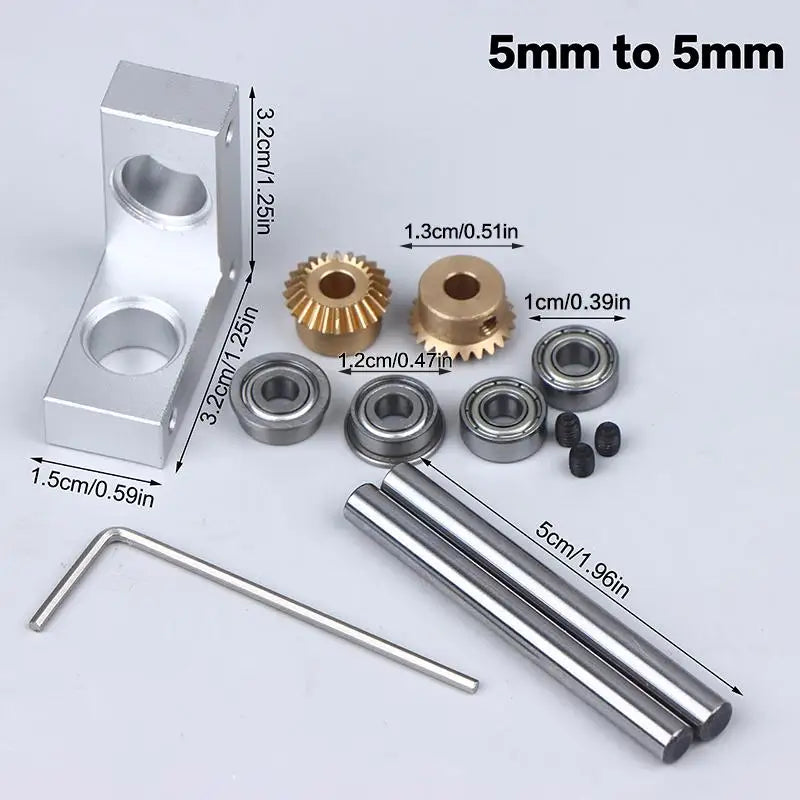 4/5mm Mini Right Angle Rotator Small 90 Degree 1:1 Gearbox Bevel Gear Commutator Model Transmission Case Qme A2