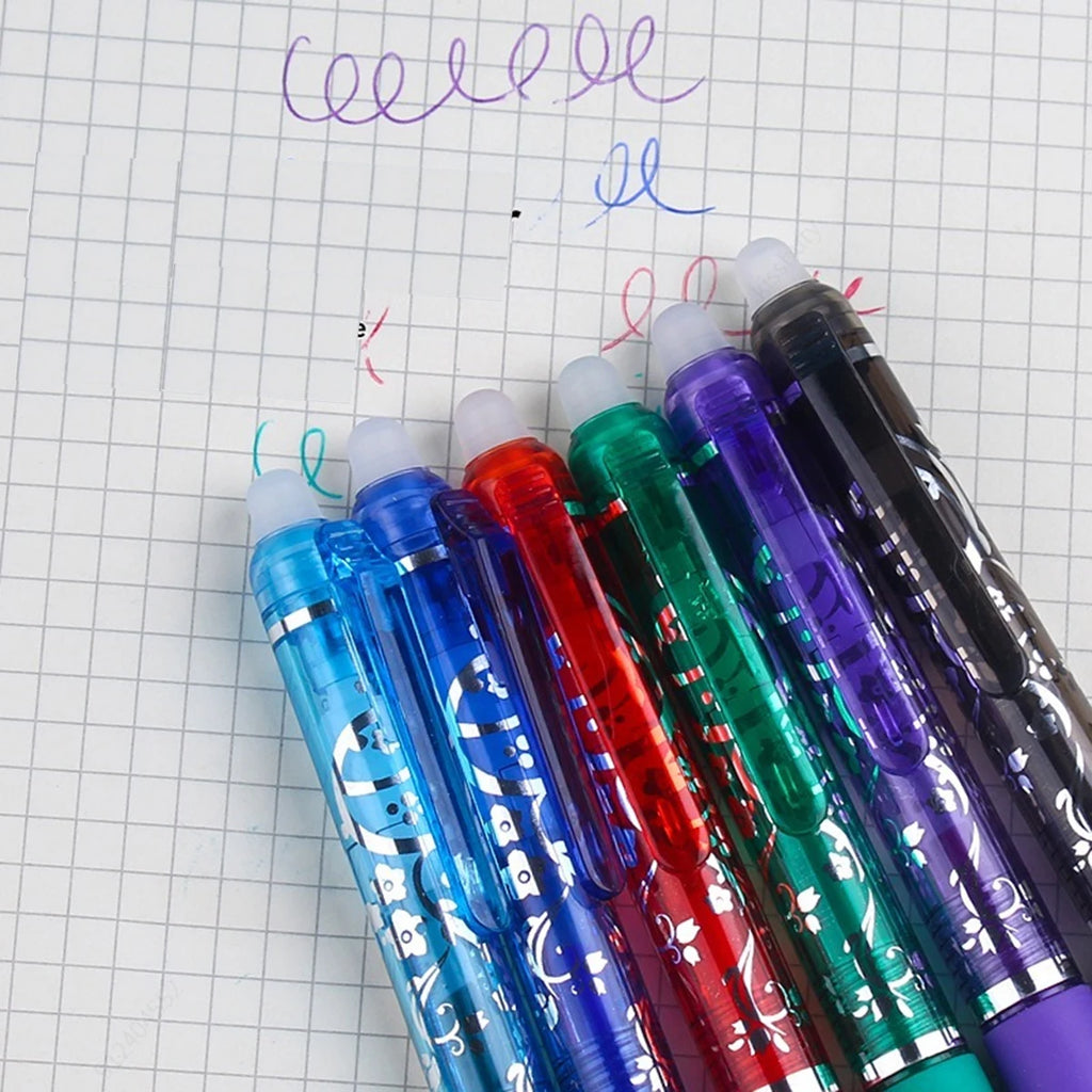 6 Colors Erasable Gel Pen, Refillable & Retractable Gel Ink Pens, ST Tip, 0.5mm Assorted Color Inks Qme