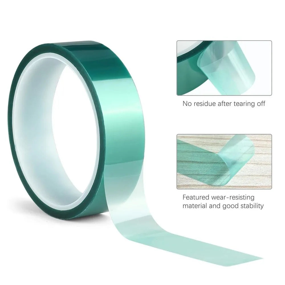 33m High Temperature PET Tape Green Heat Resistant Masking Tape For PCB Electroplating Powder Coating Soldering Protection Qme