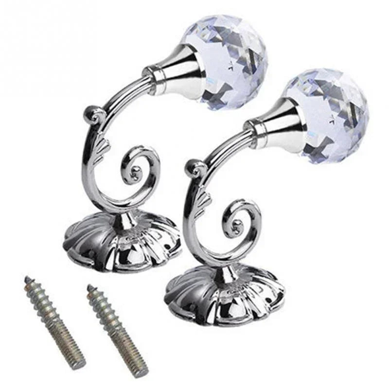 Luxury Design 2pcs Metal Crystal Glass Curtain Holdback Wall Tie Back Hooks Hanger Holder Window Accessories Household Supplies Qme