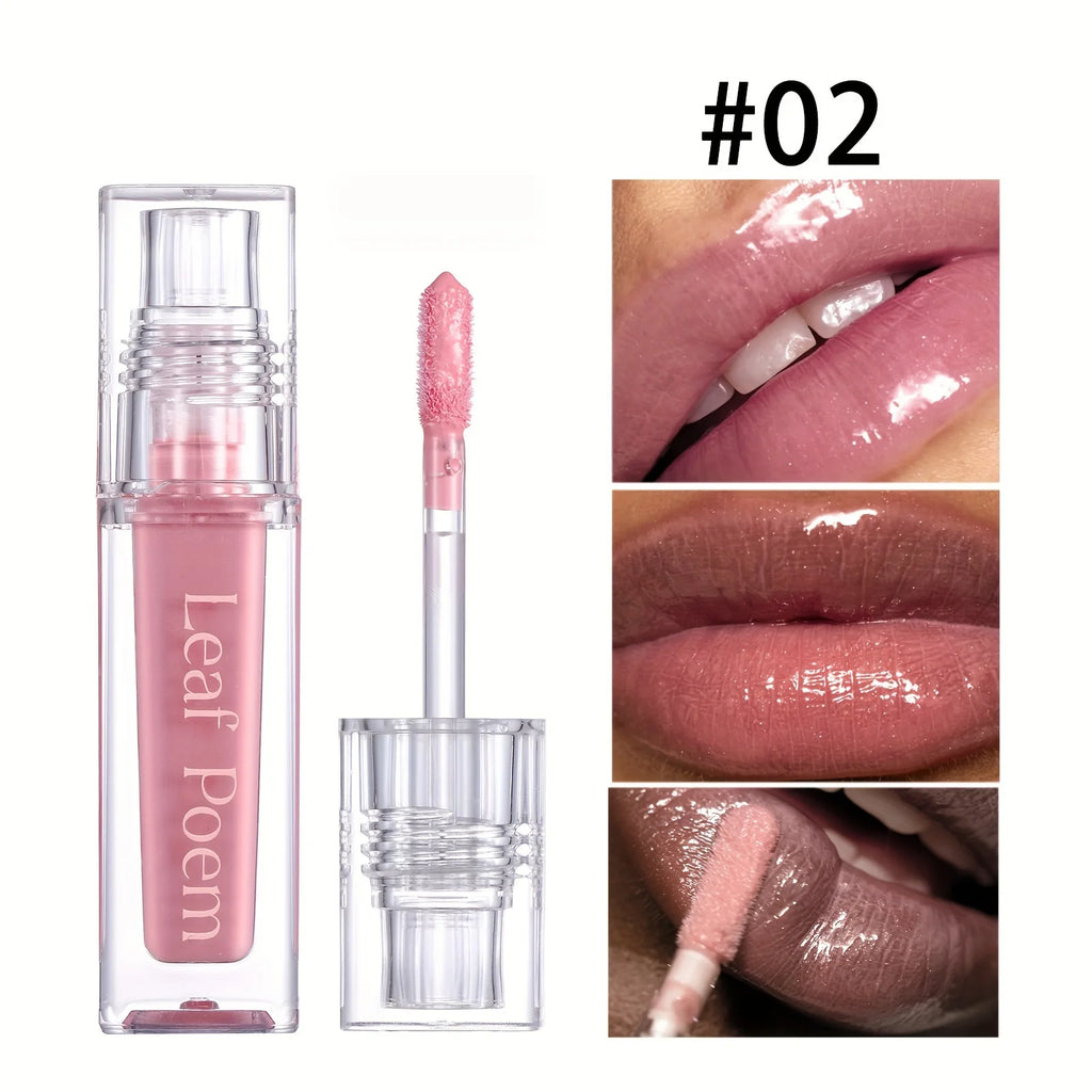 Hydrating Crystal Lip Oil - Plumping & Moisturizing Gloss with Tinted Shades for All Skin Types Qme 02