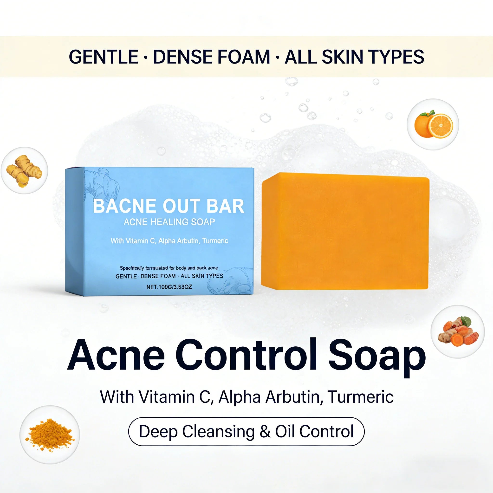 Body Cleansing Soap Gentle Anti Acne Exfoliating Facial & Body Cleanser Brightening Oil Control Soothing Skin Care Shower Soap Qme