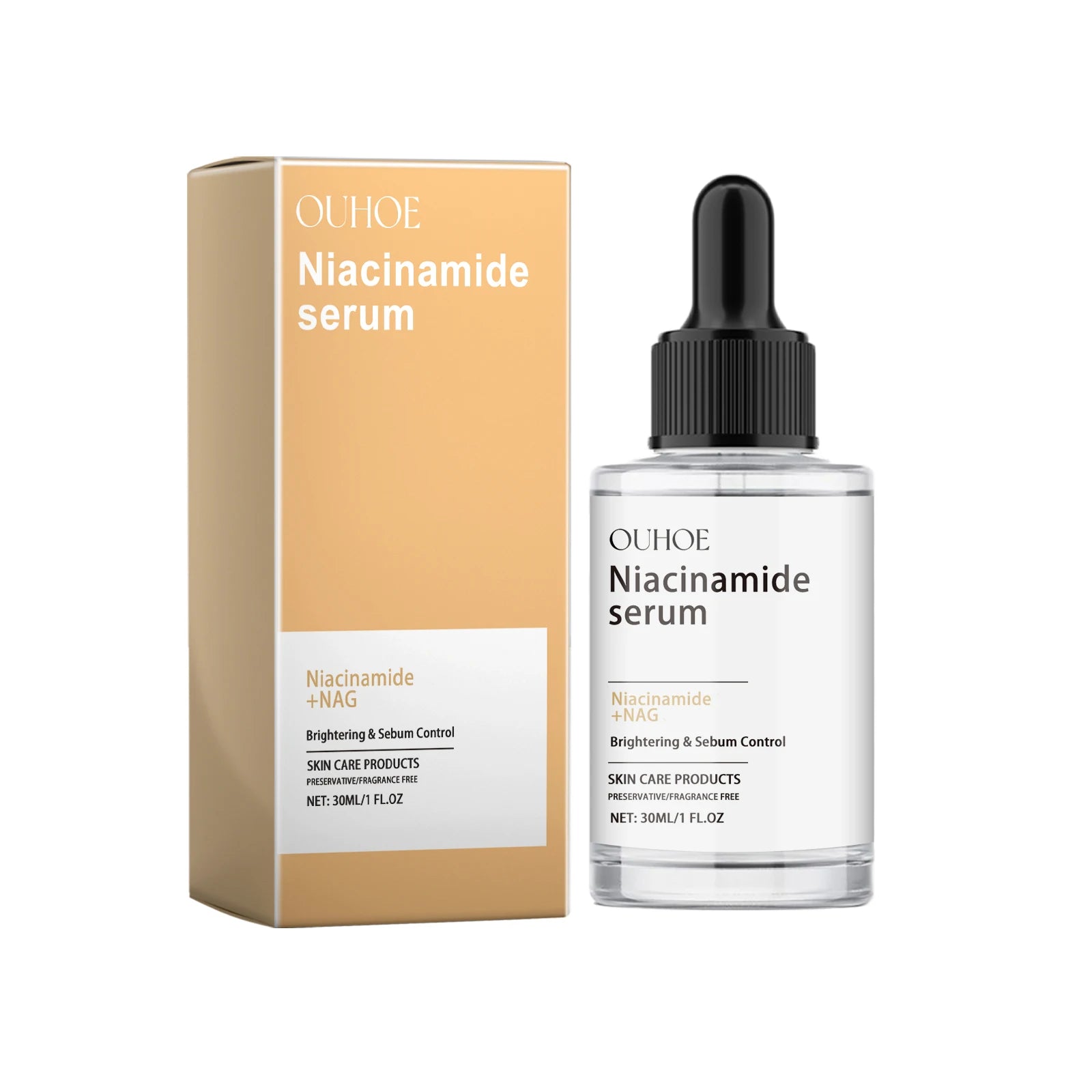 Nicotinamide Face Serum Brightening Moisturizing Smoothing Shrink Pores Facial Essence Glowing Facial Moisturizer for Daily Skin Qme 30ml Boxed