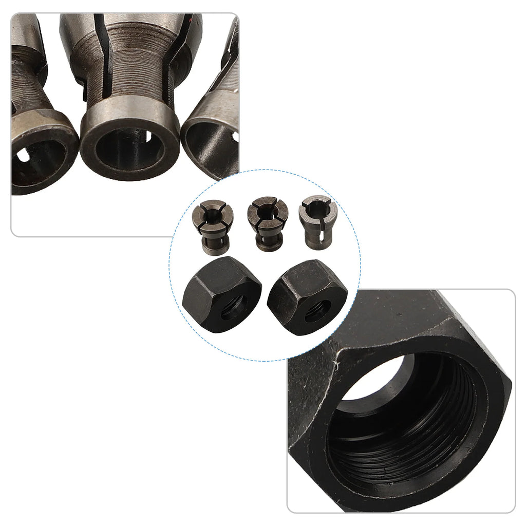 8mm 6.35mm 6mm Collet Chuck Adapter With M17 Nut Engraving Trimming Machine Router Collet Chuck Adapter Milling Cutter Access Qme