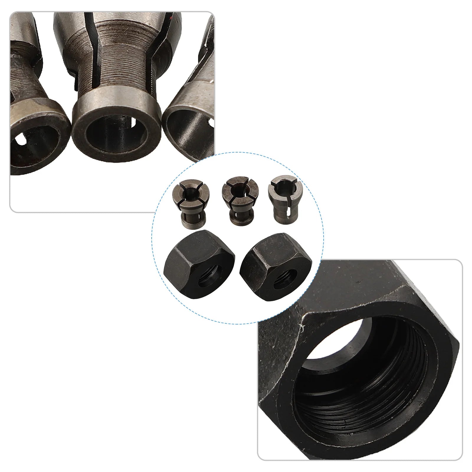 8mm 6.35mm 6mm Collet Chuck Adapter With M17 Nut Engraving Trimming Machine Router Collet Chuck Adapter Milling Cutter Access Qme