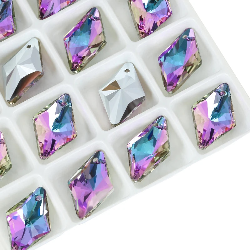 12Pcs Crystal 6320 Rhombus Pendant Glass Austria Loose Beads Charms Rhinestones for DIY Earring Necklace Jewelry Accessories Qme 001VB 12x19mm-12pcs