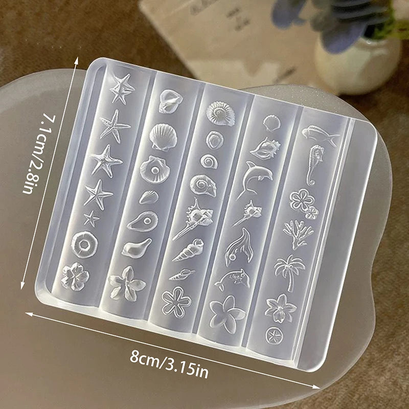 Nail Art Mold Lily Flower Sea Shell Conch Coral Starfish 3D Acrylic Qme B