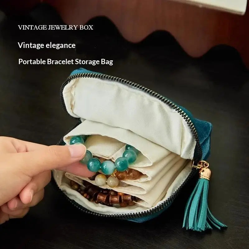 5-Layer Jewelry Storage Bag Velvet Jewelry Pouch Bags For Watch Bracelet Rings Earrings Portable Travel Jewelry Case Qme