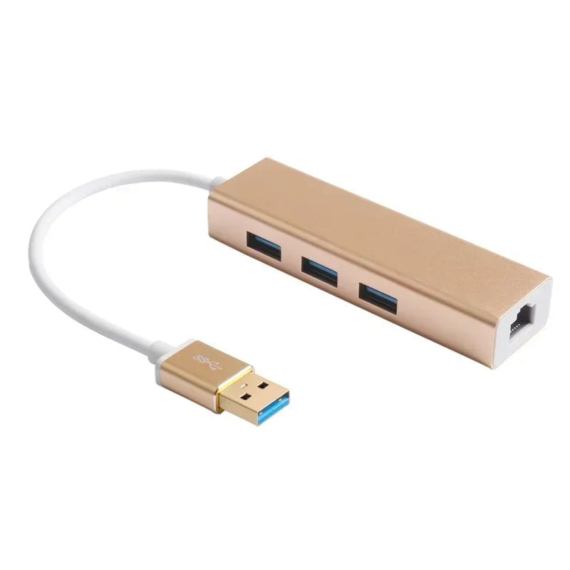 Gigabit Ethernet RJ45 LAN Network Card Adapter, Type-C to USB 3.0/3.1 Hub for MacBook Windows 7/8/10 Qme HUB3.0 gray