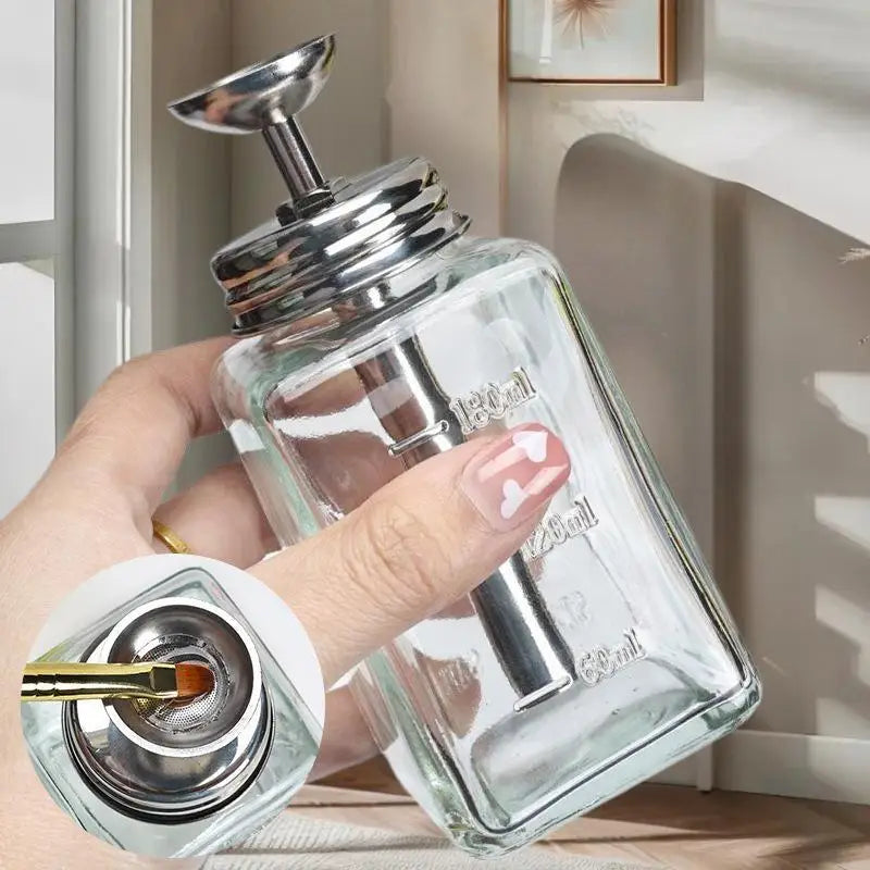 Refillable Glass Nail Storage Bottle Empty Pump Dispenser Polish Qme