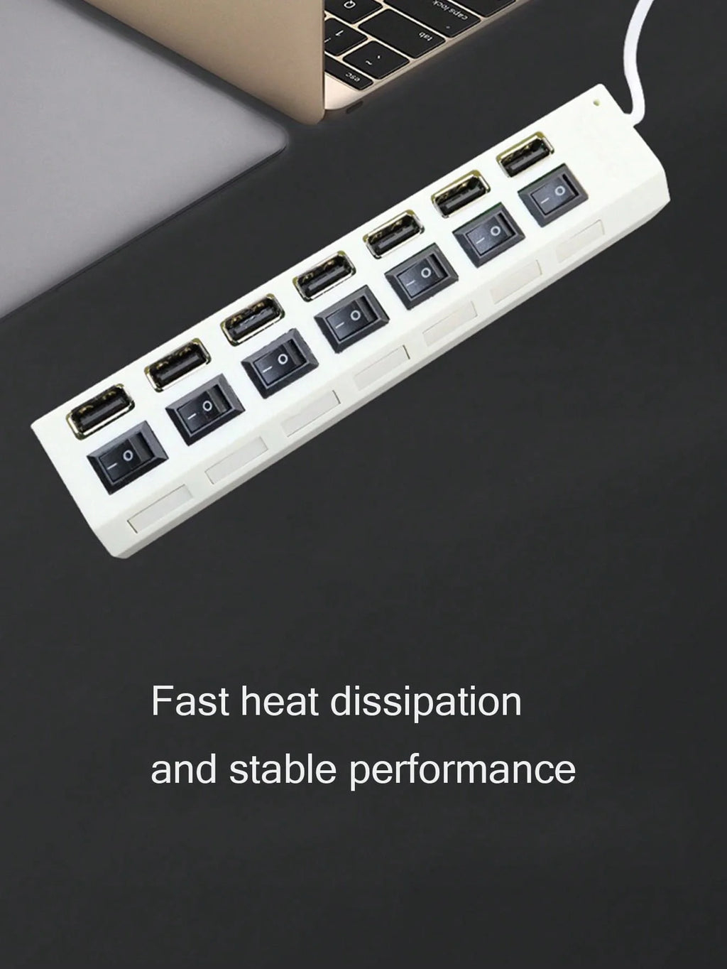 1 Abs Material 7-Port Independent Switch USB Hub Compatible Computers Qme